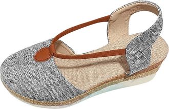 Generic Summer Sandals for Women Summer New Roman Package Toe Back Empty Leisure Rope Bottom Slope Heel Comfy Uk (Grey, 4.5)