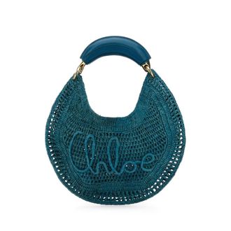 Chlo&eacute; Teal Green Raffia Banana Handbag