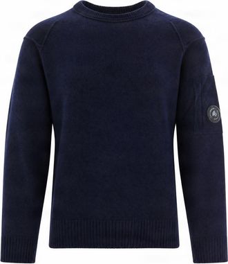 C.P. Company Navy Blue Lens Crew Neck Wool-Blend Sweater