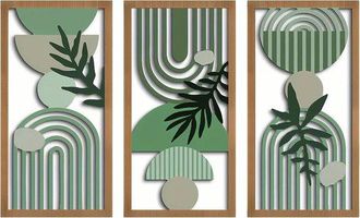 OEM 3 Esculturas De Madera Para Pared - Decoraci&oacute;n De Pared Estilo Boho Chic - Dise&ntilde;os Geom&eacute;tricos