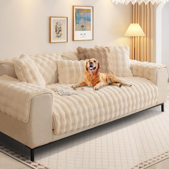 Shanna Kaninchen Plüsch Sofabezug L Form 1/2/3/4 Sitzer Sofa Überzug Ecksofa U Form, Neue Universelle rutschfeste Sofaschoner, Superweiche SofaÜberwurf aus K ab 45,99 €