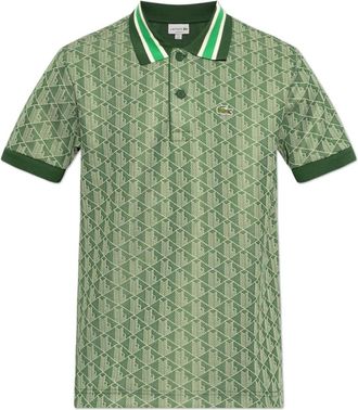 Lacoste Tops, Heren, Groen, L, Klassiek Fit Monogram Jacquard Polo Shirt