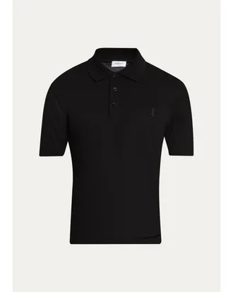 Saint Laurent Mens Cotton Pique Cassandre Polo Shirt