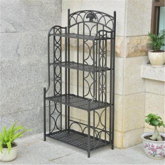 International Caravan Inc 3507-SH-ANT-BK Segovia Iron 4-Tier Bakers Rack, Antique Black