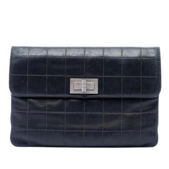Chanel Pre-owned Vintage Quilted Lambskin Clutch - Dames - Pre-owned - Zwart - Maat: ONE Size Leer