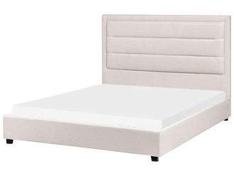 Beliani Cama matrimonial de tejido beige 140x200