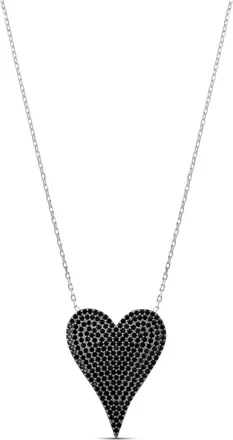 SHYMI Large Pav&eacute; Heart Necklace -.925 Sterling Silver, 14k Gold-Plated - Rhodium Plated, Cubic Zirconia Pav&eacute; Detailing, Adjustable Chain