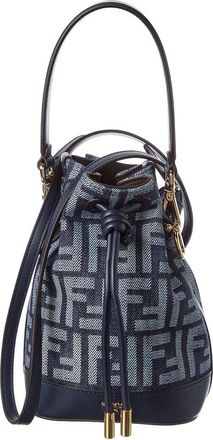 Fendi Fendi Ff Logo Canvas & Leather Bucket Bag