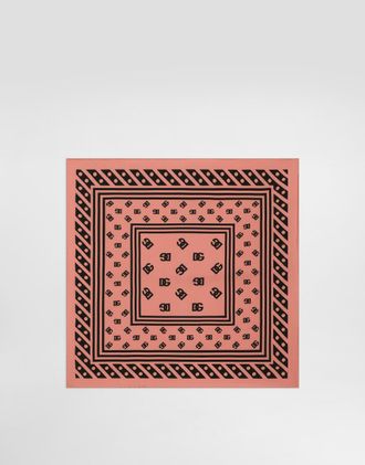 Dolce & Gabbana Silk Twill Foulard With All-over Dg Logo Print (50x50) - Woman Scarves And Silks Print Onesize