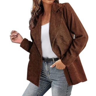 Generic Womens Corduroy Blazer Jackets Formal Business Office Work Suit Jackets 2023 Fall Winter Casual Long Sleeve Notched Lapel Single Breasted Open Front R