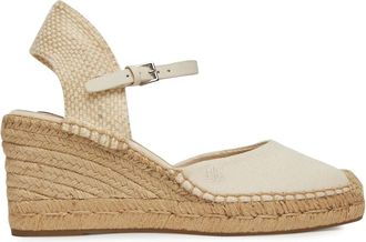 Ralph Lauren Robby Canvas & Jute Espadrille - Dames - Sleehakken - Wit - 39 EU - Jute - Schoenen