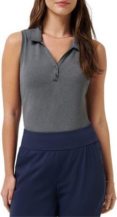 Travis Mathew Featherweight Active Sleeveless Polo in Heather Black at Nordstrom Rack, Size Small