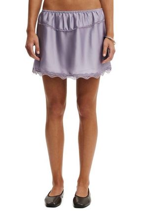 Cotton On Womens Estelle Satin Lace Slip Mini Skirt in Smoke at Nordstrom, Size 12