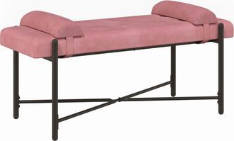 vidaXL Banco Con Botones Y Cojines Rosa 110 X 40 X 46 Cm Terciopelo Vidaxl