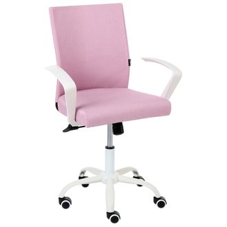 Beliani Silla De Oficina Giratoria Con Altura Y Respaldo Ajustables Tapizada En Tela Rosa Modra