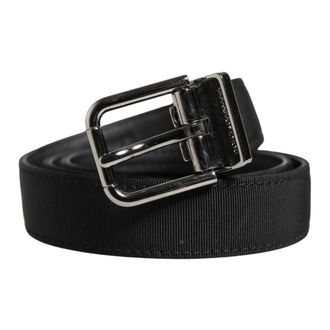 Dolce & Gabbana Belts, male, Black, Size: ONE SIZE Viscose Leather Metal Buckle Belt