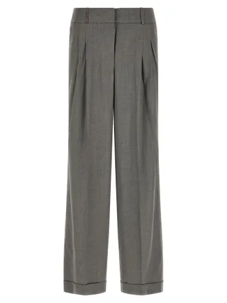 PESERICO Gray Virgin Wool Casual Womens Pants
