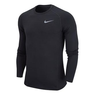 Nike Mens Nike Round Neck Knit Breathable Long Sleeves Black T-Shirt CZ4281-010