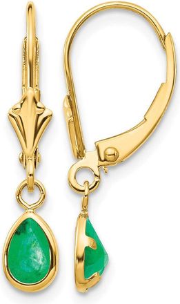 Diamond2Deal 14k Yellow Gold 6x4mm Emerald Stud Earrings