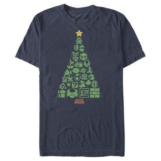 Nintendo Mens Nintendo Christmas Tree Mosaic Graphic T-Shirt in Navy Blue at Nordstrom, Size Xxx-Large