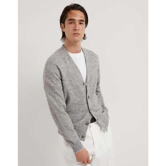 Brunello Cucinelli Mens Grey Wool Blend Button Front Sweater, Size 48