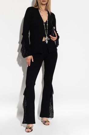 Blumarine Striped Trousers, Womens, Black