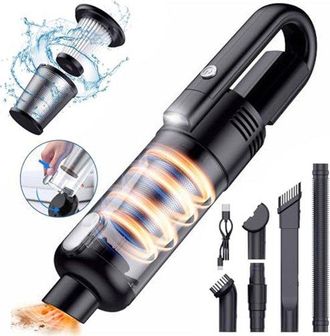 OEM Aspiradora Port&aacute;til Inal&aacute;mbrica Para Coche - Mini Aspiradora Recargable Para Coche - Negra - 5 Accesorios