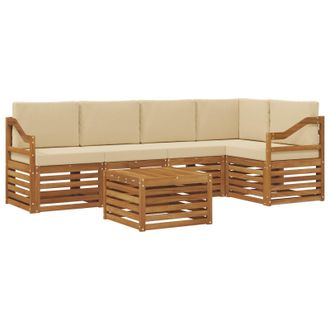 vidaXL Conjunto De Sof&aacute; Seccional Con Coj&iacute;n 6 Pcs Natural Y Beige Vidaxl