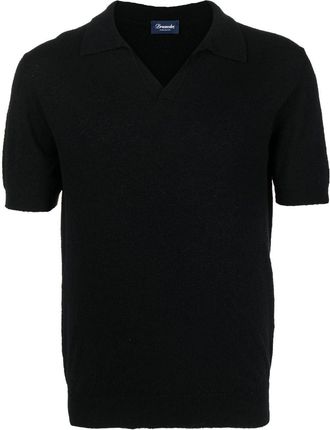 Drumohr jersey short-sleeved polo shirt - men - Cotton/Polyamide - 46 - Black