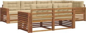 vidaXL Conjunto De Sof&aacute;s De Exterior 7 Uds. Natural Y Beige Vidaxl