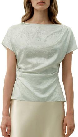 LilySilk Ying Jacquard Silk Top in Jade Green at Nordstrom, Size X-Small