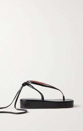 Amina Muaddi Jamie Leather Platform Sandals - Nero