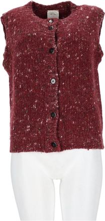 Alysi Speckled Knitted Button-Down Wool-Blend Vest