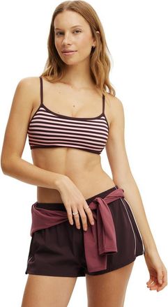 Cotton On Womens Active Ultra Smooth Double Strap Back Crop in Italian Plum Cherry Dream at Nordstrom, Size Medium