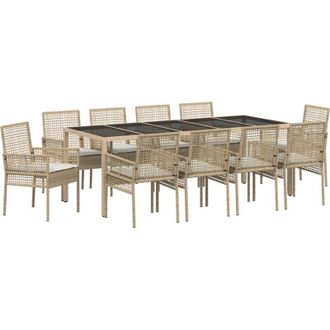 vidaXL Conjunto De Comedor De Jard&iacute;n 11 Pcs Beige Polirat&aacute;n Vidaxl
