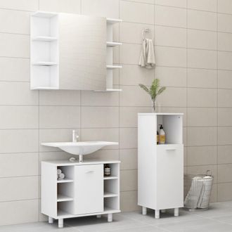 vidaXL Juego De Muebles De Ba&ntilde;o 3 Pzas Madera De Ingenier&iacute;a Blanco Vidaxl