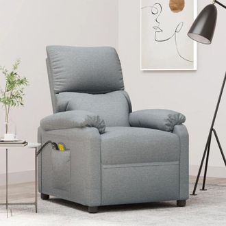 vidaXL vidaXL Poltrona Massaggiante Elettrica Grigio Chiaro in Tessuto
