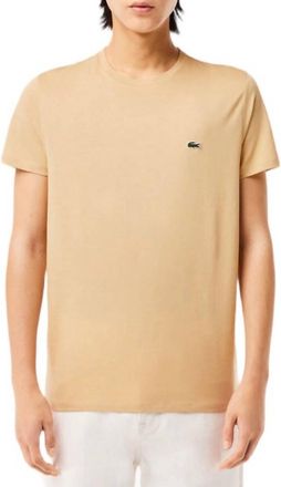 Lacoste Crew Neck Pima Cotton Jersey T Shirt In Beige