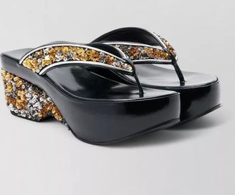 Dries Van Noten sequined wedge platform sandals open toe