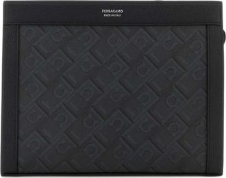 Ferragamo Clutch met monogram - Zwart