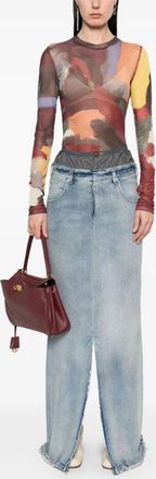 Maison Margiela Womens Cotton Long Skirt - Light Blue - Size EU 42 (Womens)