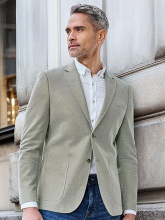 Lerros Jerseysakko LERROS Herren Jersey Blazer, Herren, Gr. 46, gr&uuml;n (gentle reed), 51% Baumwolle, 49% Polyester, Sakkos Jerseysakko