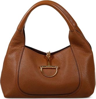 Gucci Tassen, Dames, Bruin, ONE Size, Leer, Soft Horsebit Shoulder Bag