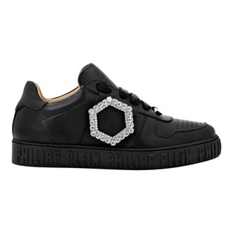 Philipp Plein Schoenen, Dames, Zwart, 36 EU, Leer, Leren Lo-Top Sneakers
