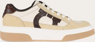 Ferragamo Men Low top sneaker with Gancini outline White Size 10.5