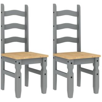 vidaXL Vidaxl - Sillas De Comedor Corona 2 Uds Madera Pino Gris 42x47x107 Cm