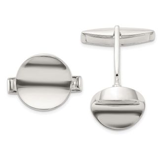 Diamond2Deal Sterling Silver Polished Round Concave Cuff Links