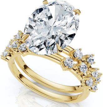 Pompeii3 Certified 5 1/2Ct Oval Diamond Engagement & Wedding Ring 14k Gold/Pt Lab Grown
