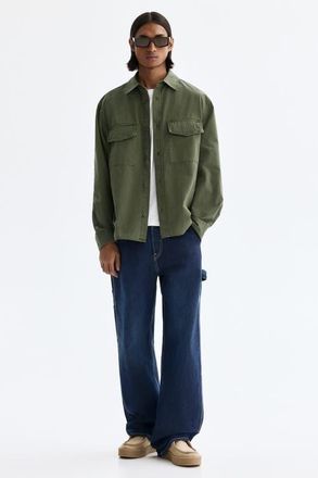 H&M Regular-fit utility shirt in Dark Khaki Green at Nordstrom, Size Xxx-Large