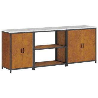 Berkfield Home with Shelf Other with Storage with Door 3 pcs Rusty Weathering steel in Brown